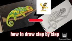 How to draw a chameleon step by step for beginner@marts