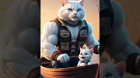 muscular dad cat | Dad Cat Defends Baby from Danger | Dad Cat Battles Crocodile to Save Baby kitten😺