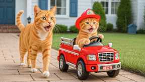 Mama Cat Helps Ginger Kitten Train as a Firefighter 🐾😿🚒💖 Heartwarming Story