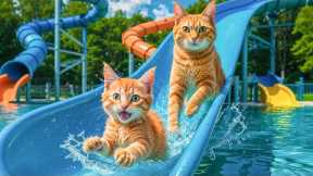 Mama Cat and Kitten Sell Sweet Strawberries Juice to Make Their Dream Water Park Trip Come True! 🍓💦🐾