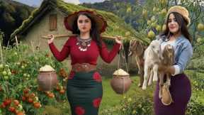 Village Girls Alone in the Mountains | Making Butter and Bread in the Style of Shepherd Nomads