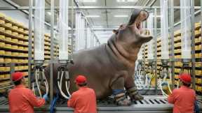 Inside the Hippo Cheese Factory – (Full Process) How Million-Dollar Hippo Milk Products Are Made .