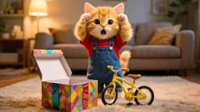Ginger Kitten’s Bicycle Breaks… Mama Cat Surprises Him with a Special Gift 🚲🎁🐱
