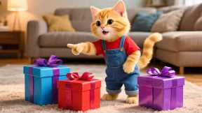 Ginger Kitten Opens a Mystery Gift from Papa Cat After He Returns from a Business Trip 🎁🐱